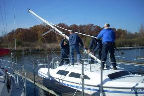 Our staff, giving serving to a boat