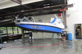 Our staff, giving serving to a boat